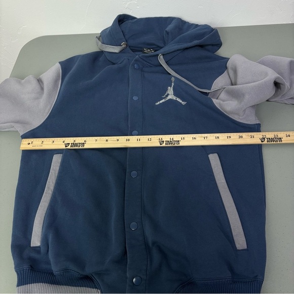 Jordan Varsity Hoodie Jacket 2.0 Snap Front Medium Gray Blue Logo Pockets - Picture 9 of 10